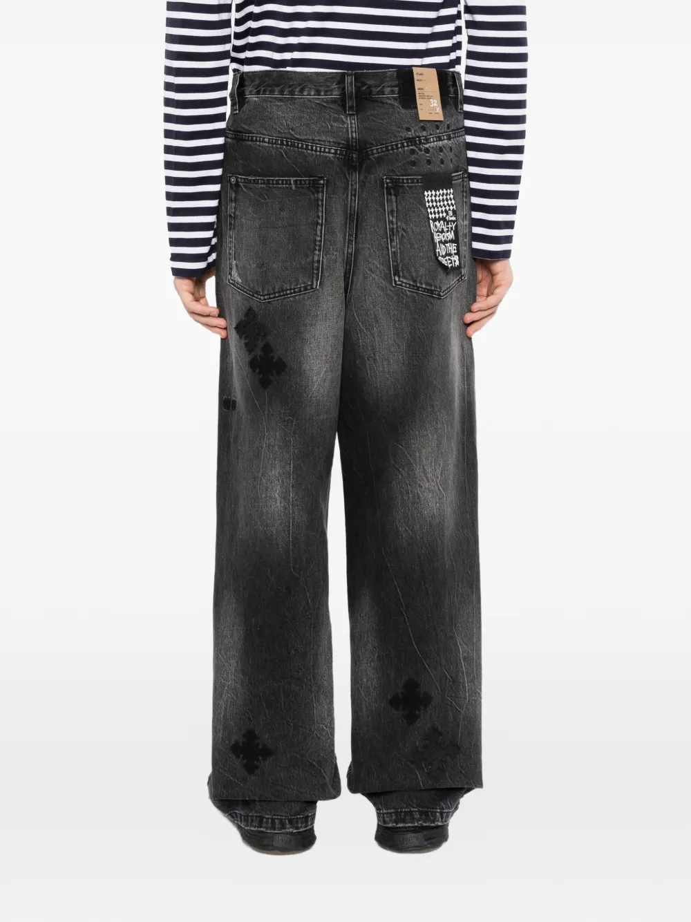 Ksubi Maxx Blakk Metal Kraftwerk jeans met wijde pijpen Zwart