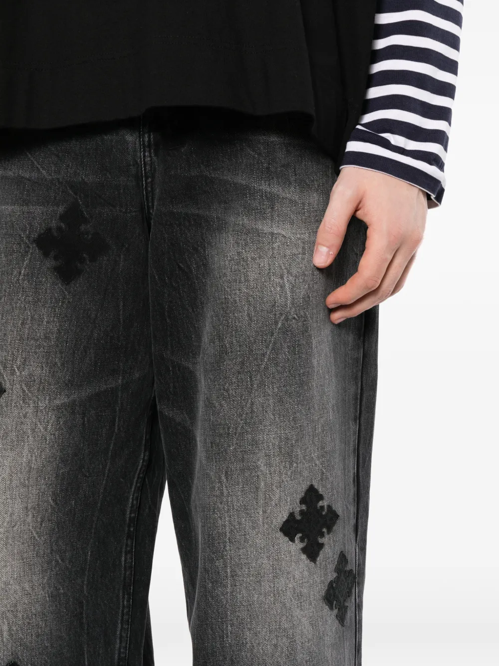 Ksubi Maxx Blakk Metal Kraftwerk jeans met wijde pijpen Zwart