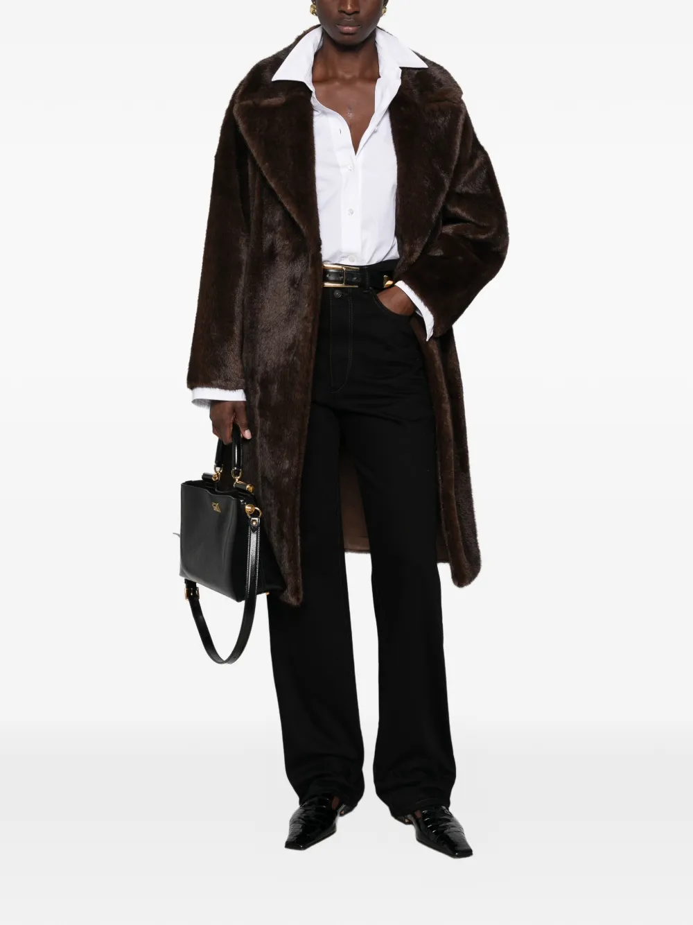Betta Corradi faux-fur notch-lapel coat