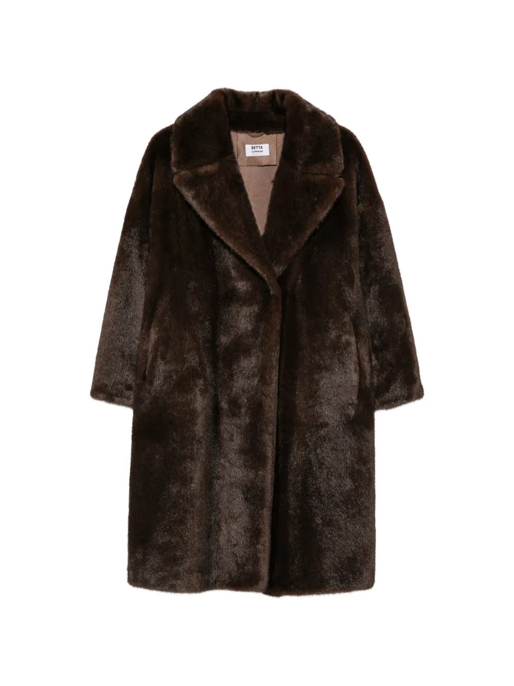 Betta Corradi faux-fur notch-lapel coat - Marrone
