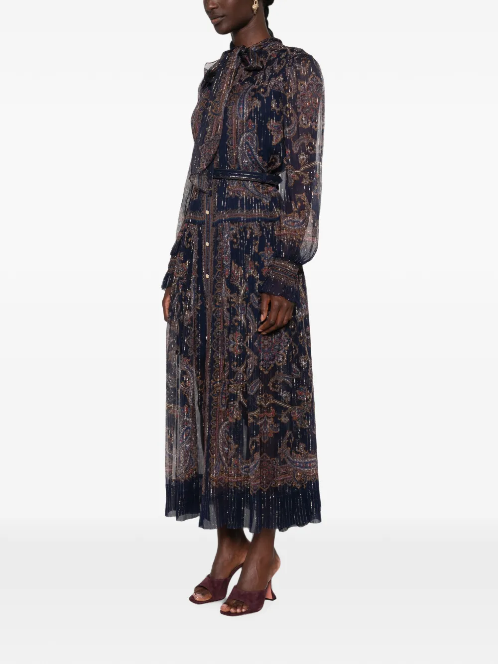 Self-Portrait Maxi-jurk met paisley-print Blauw