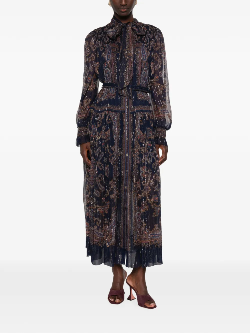 Self-Portrait Maxi-jurk met paisley-print Blauw
