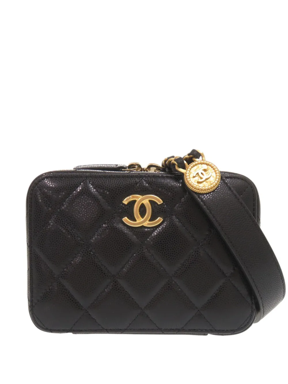 CHANEL Pre-Owned Borsa a tracolla Twist Your Buttons in pelle Caviar trapuntata 2021-2026 - Nero
