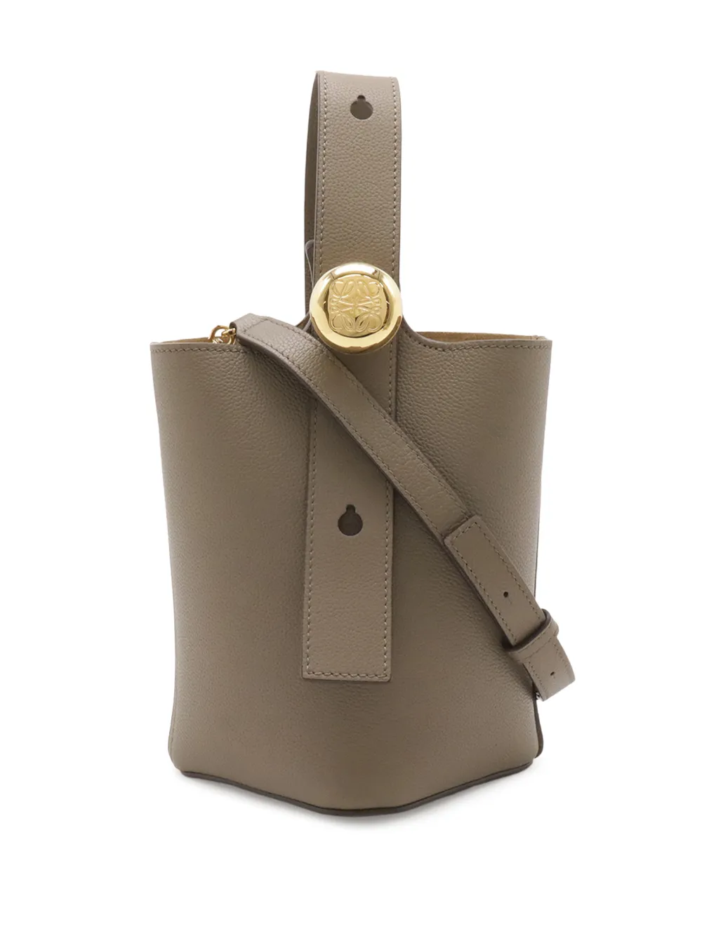 Loewe Pre-Owned Borsa a tracolla mini in pelle zigrinata con fibbia 2021-2026 - Marrone