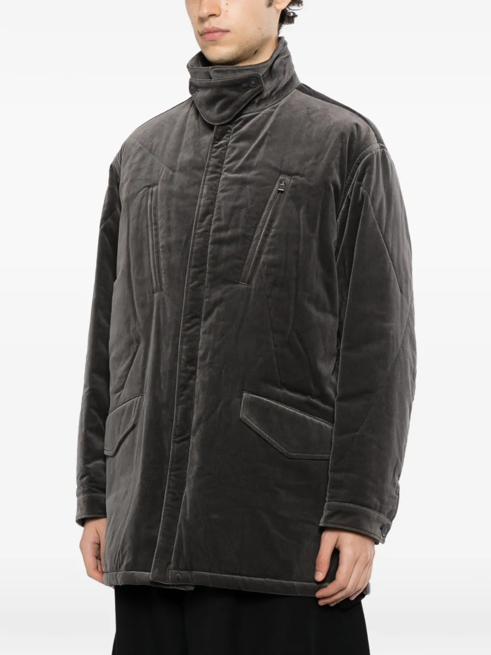 Yohji Yamamoto velvet padded jacket Grijs