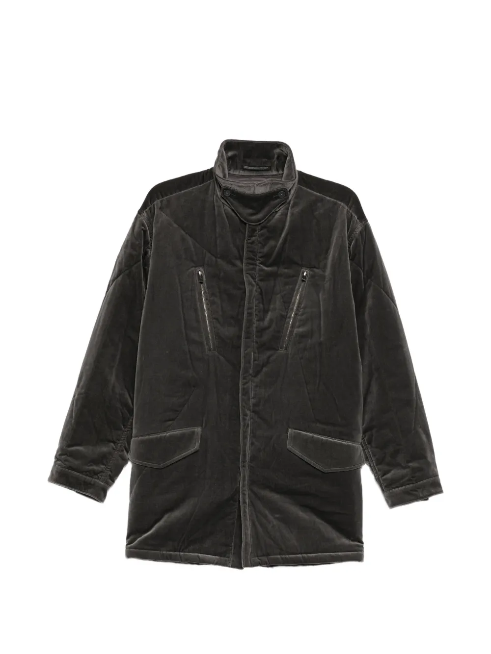 Yohji Yamamoto velvet padded jacket - Grigio