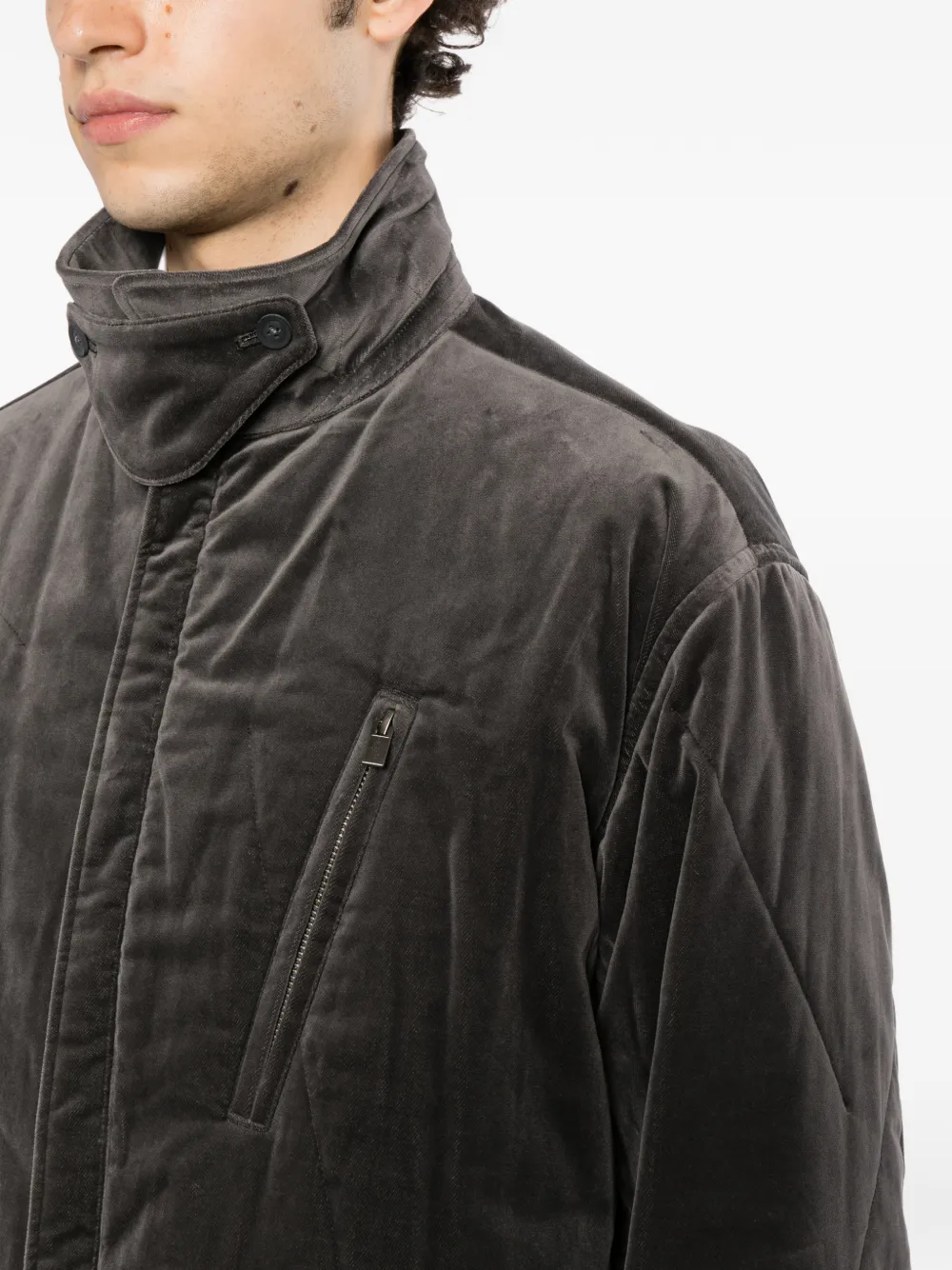 Yohji Yamamoto velvet padded jacket Grijs