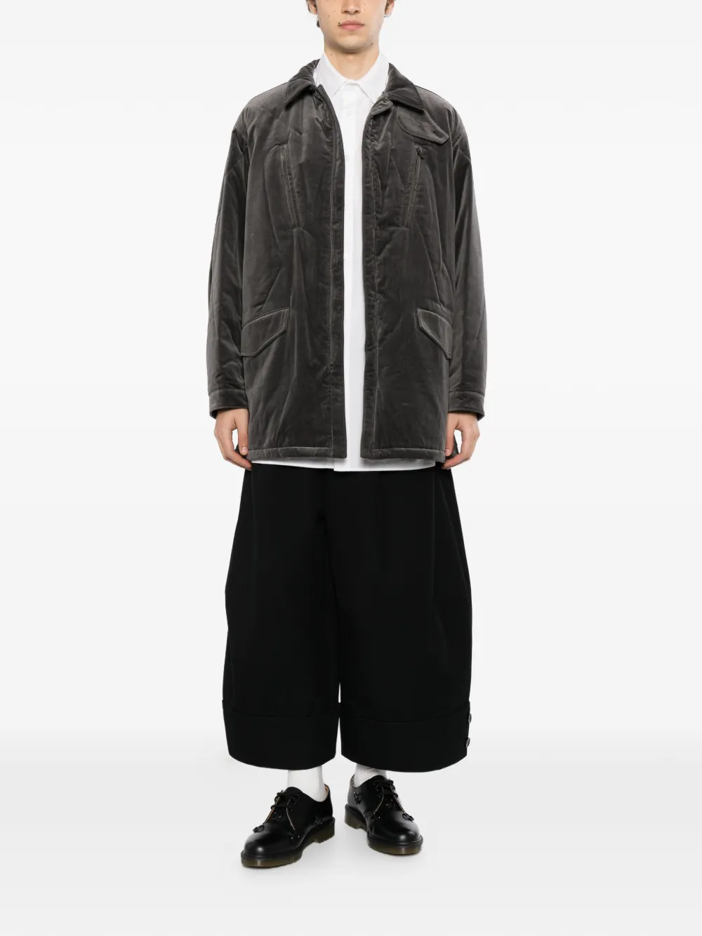 Yohji Yamamoto velvet padded jacket Grijs