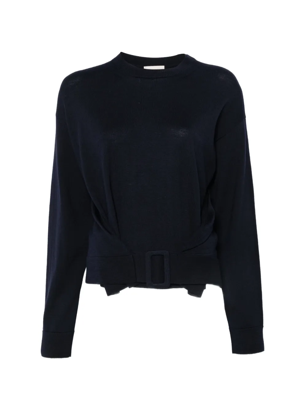 Semicouture pull à taille ceinturée et col rond - Bleu Semicouture pull à taille ceinturée et col rond - Bleu