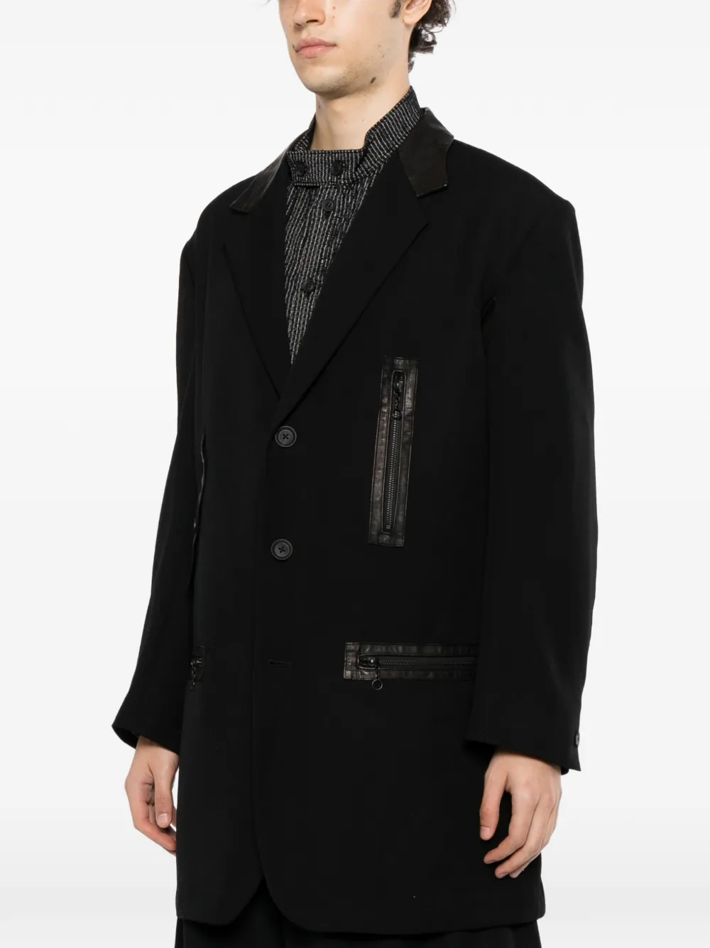 Yohji Yamamoto army gabardine paneled blazer Zwart