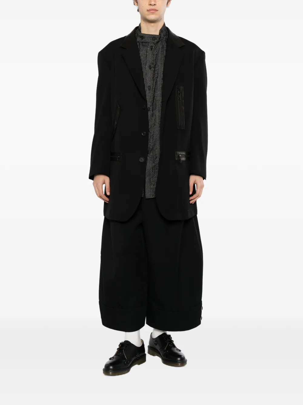 Yohji Yamamoto army gabardine paneled blazer Zwart
