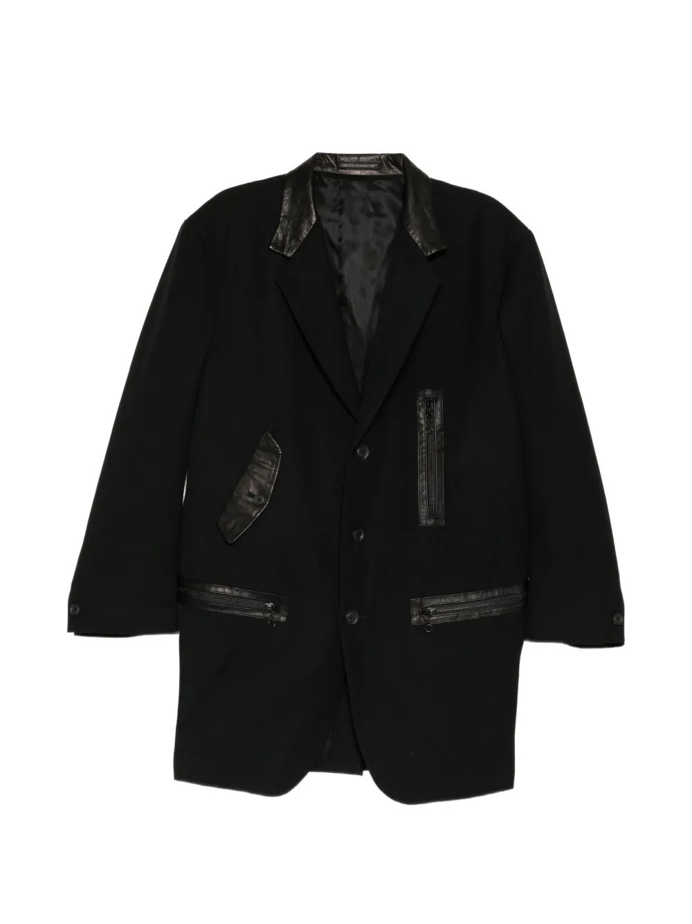 Yohji Yamamoto Blazer Army con inserti in gabardine - Nero