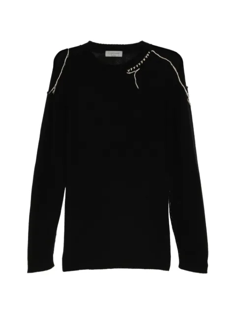 Yohji Yamamoto suéter con bordado y cuello redondo