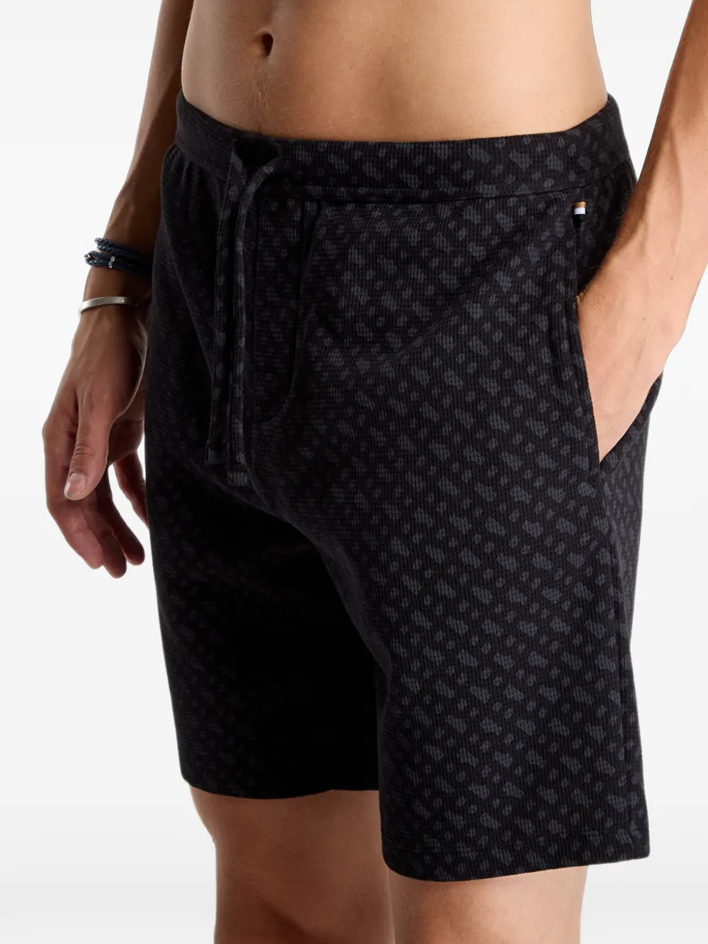 HUGO Pyjamabroek van katoenblend met grafische print Zwart
