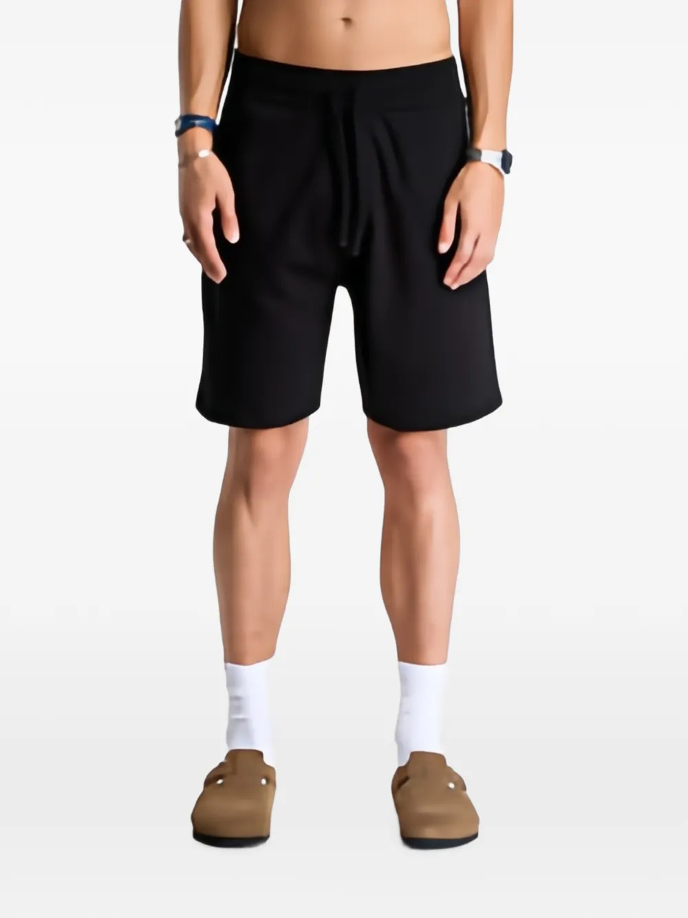 HUGO logo-print loungewear shorts in cotton terry - Nero