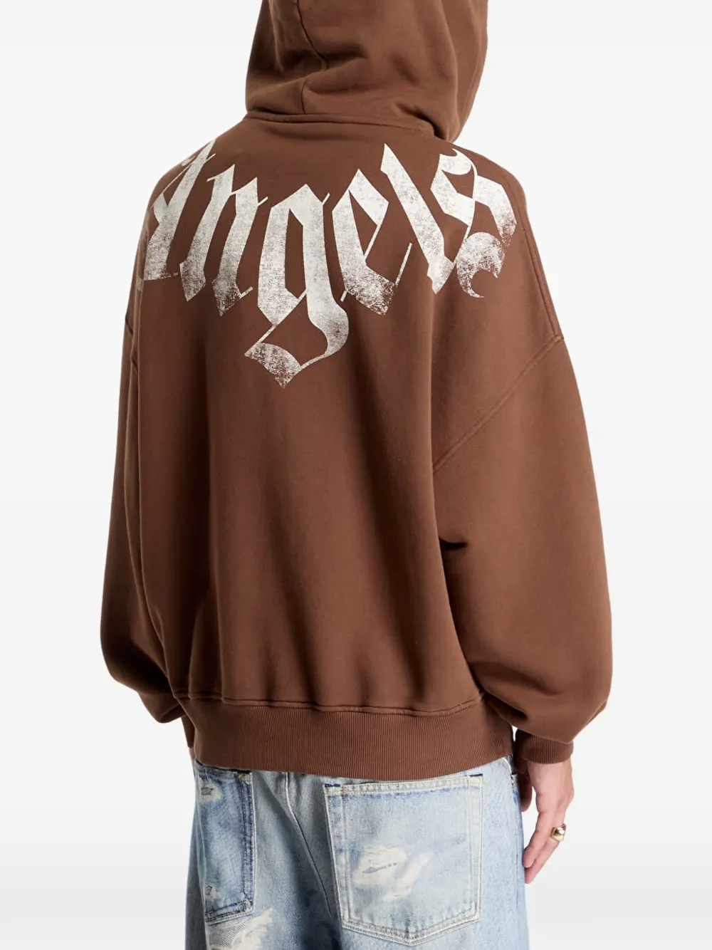 Palm Angels Hoodie met logoprint en rits Bruin