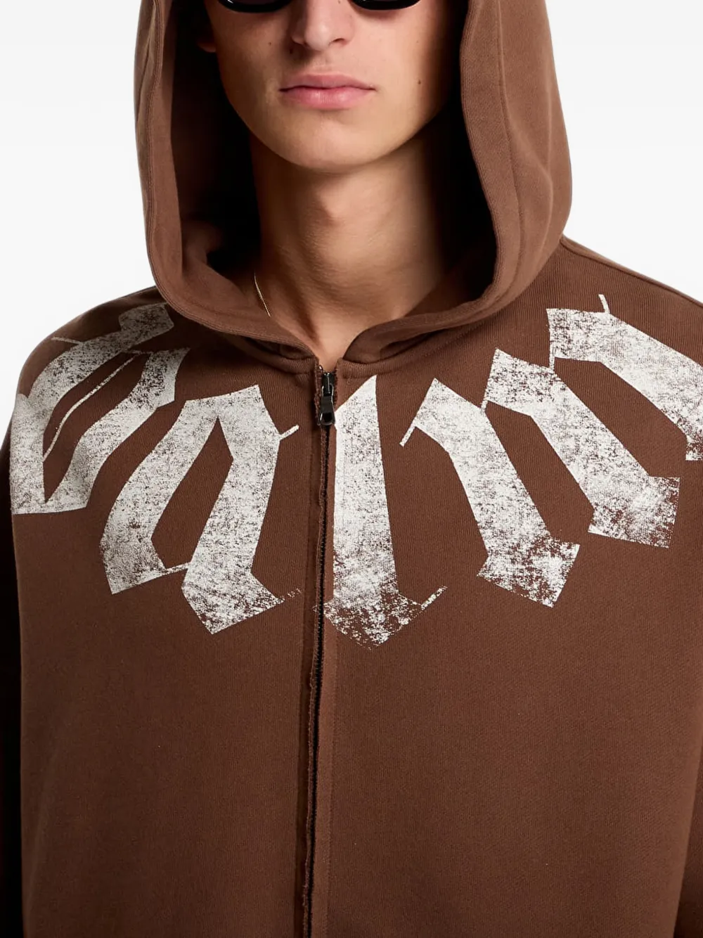 Palm Angels Hoodie met logoprint en rits Bruin