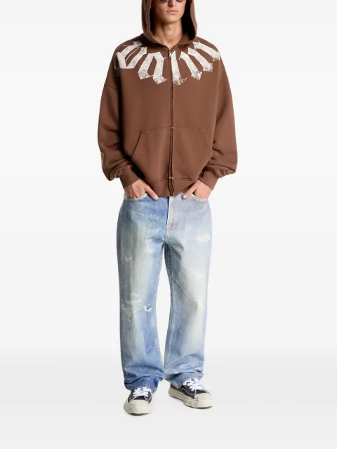 Palm Angels logo-print zip-up hoodie