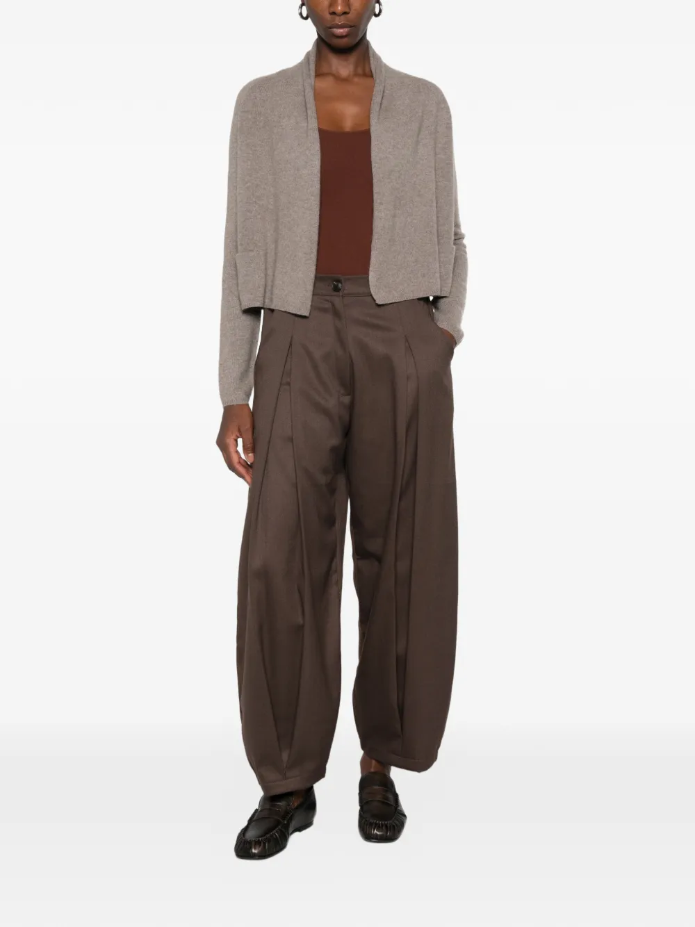 SUSANNE BOMMER Cropped vest met sjaalkraag Beige