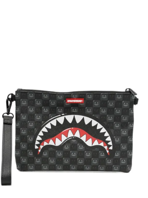 Sprayground Shark Mouth checkered clutch bag
