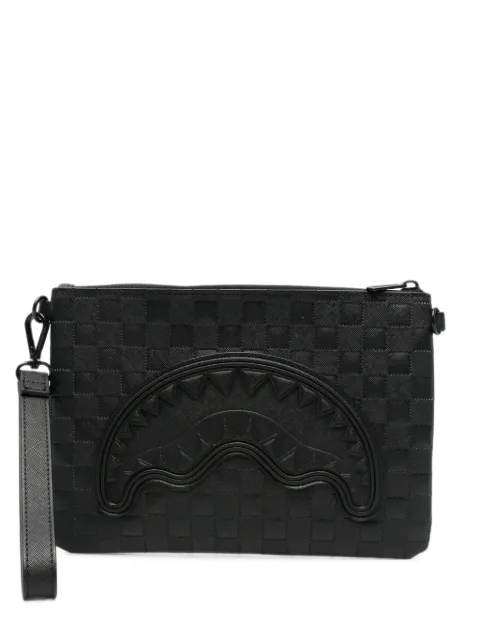 Sprayground Shark Mouth checkered clutch bag
