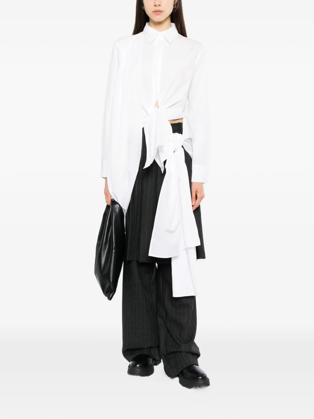 Yohji Yamamoto asymmetric knotted shirt Wit