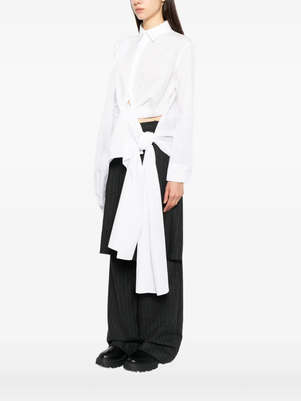 Yohji Yamamoto asymmetric knotted shirt Wit