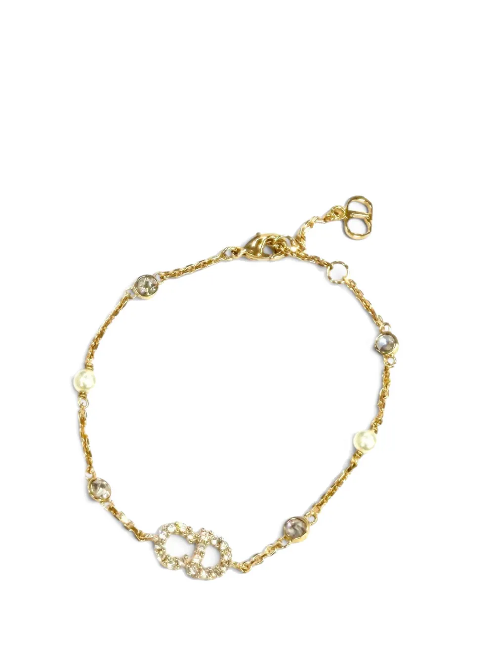 Christian Dior Pre-Owned 2021-2026 Gold Plated Crystal and Faux Pearl Clair D Lune Bracelet costume bracelet - Oro