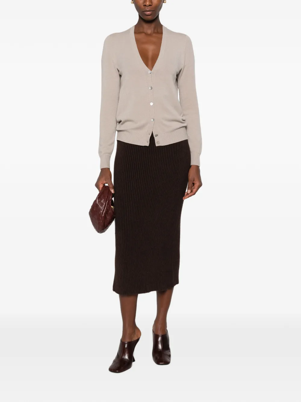 AROVESCIO Button-up vest met V-hals Beige