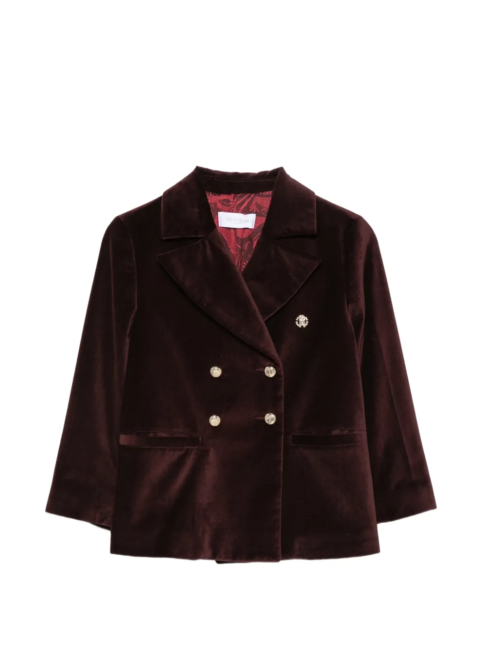 Roberto Cavalli Junior blazer en velours à boutonnière croisée - Rouge Roberto Cavalli Junior blazer en velours à boutonnière croisée - Rouge
