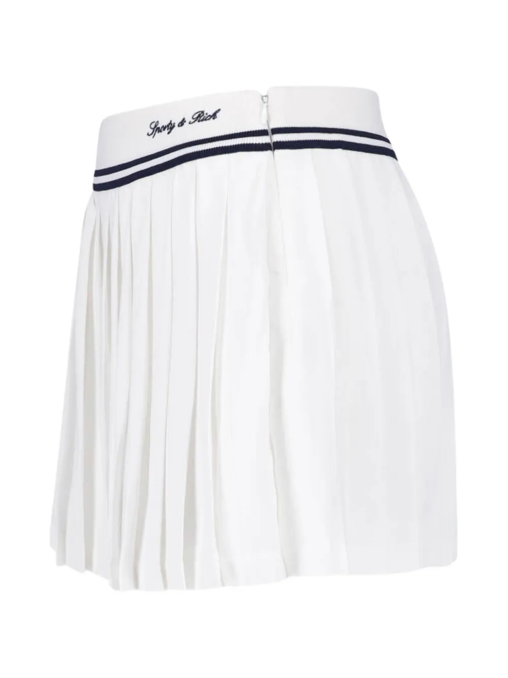 Sporty & Rich Abigail pleated striped-trim mini skirt Wit