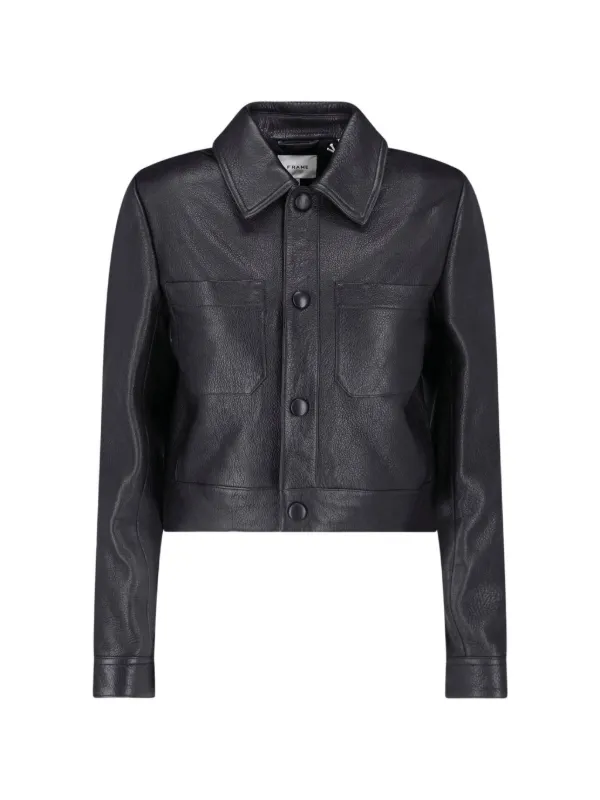 Frame The Small Leather Jacket in Black