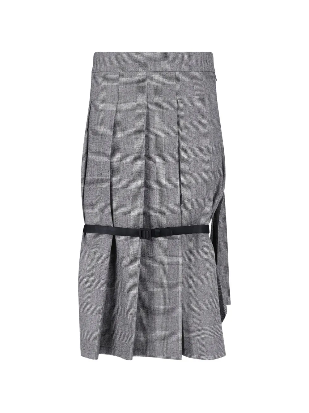 Vaquera Prince of Wales check pleated midi skirt - Grau