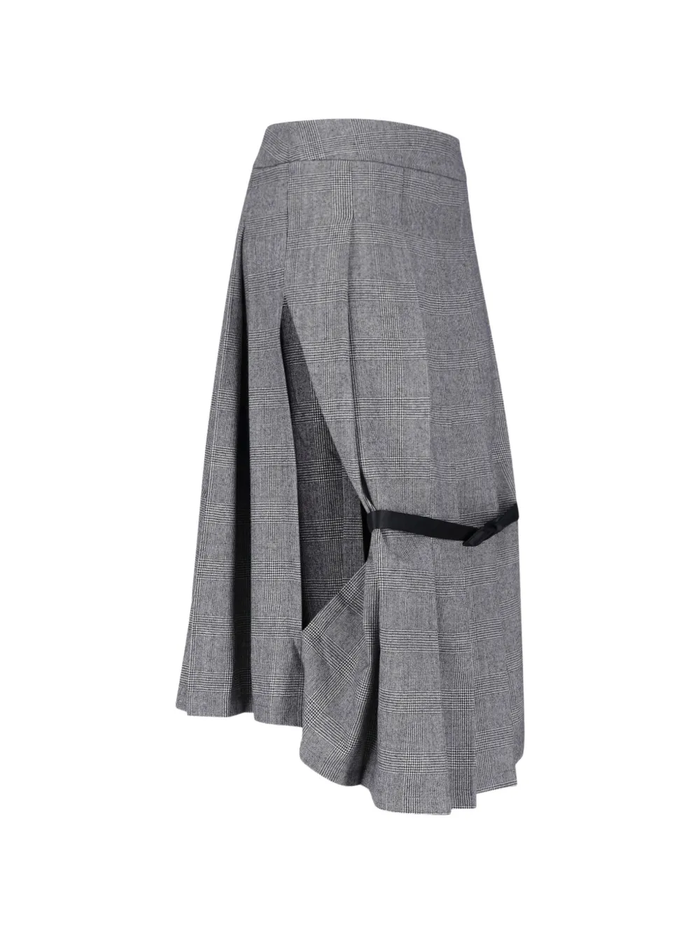 Vaquera Prince of Wales check pleated midi skirt Grijs