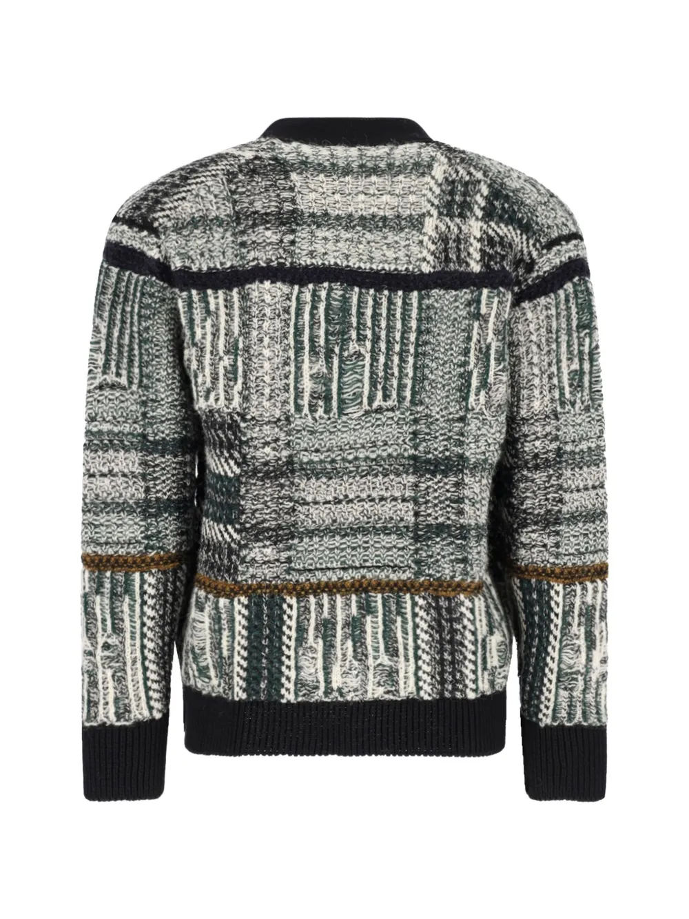 Junya Watanabe MAN checked intarsia-knit cardigan Zwart