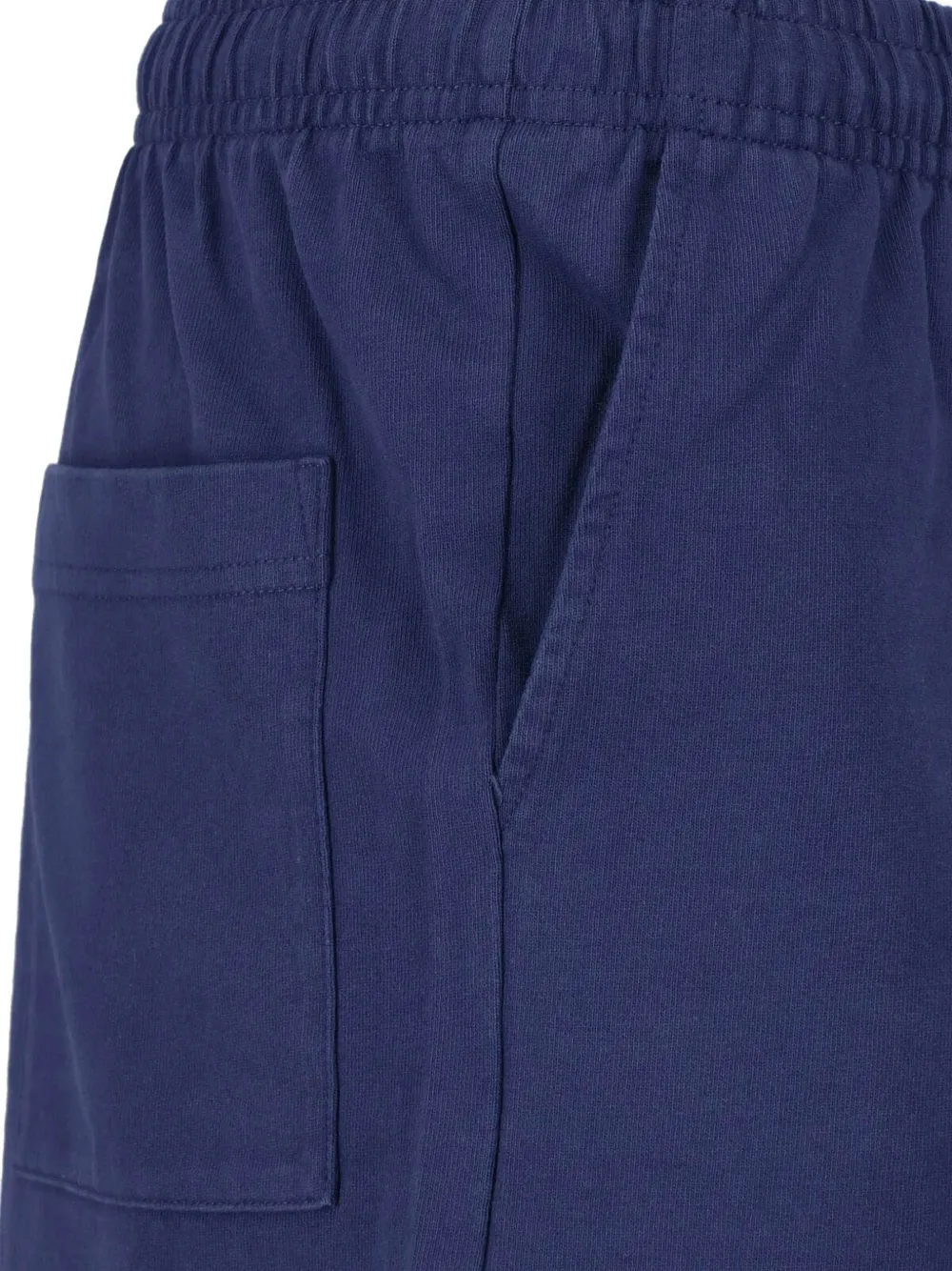 Sporty & Rich Lucy Serif logo-print cotton shorts Blauw