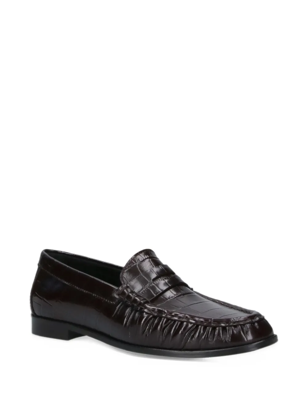 POEVE Milla croc-effect loafers - Marrone