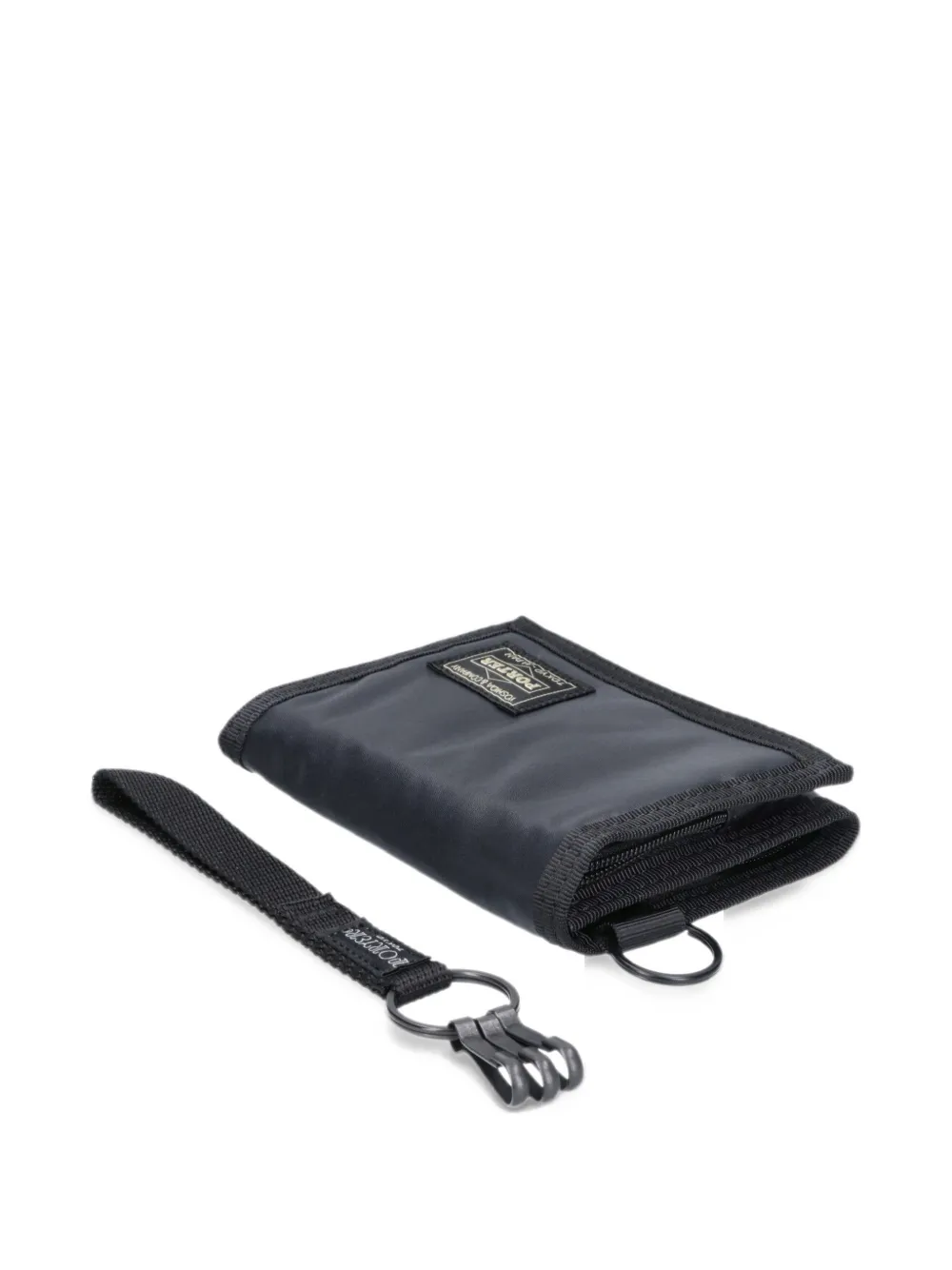 Porter-Yoshida & Co. logo-patch trifold wallet Zwart