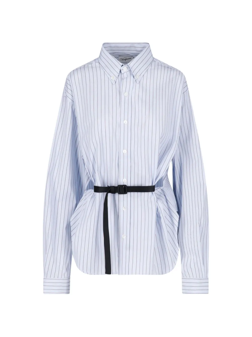 Vaquera belted vertical-stripe shirt