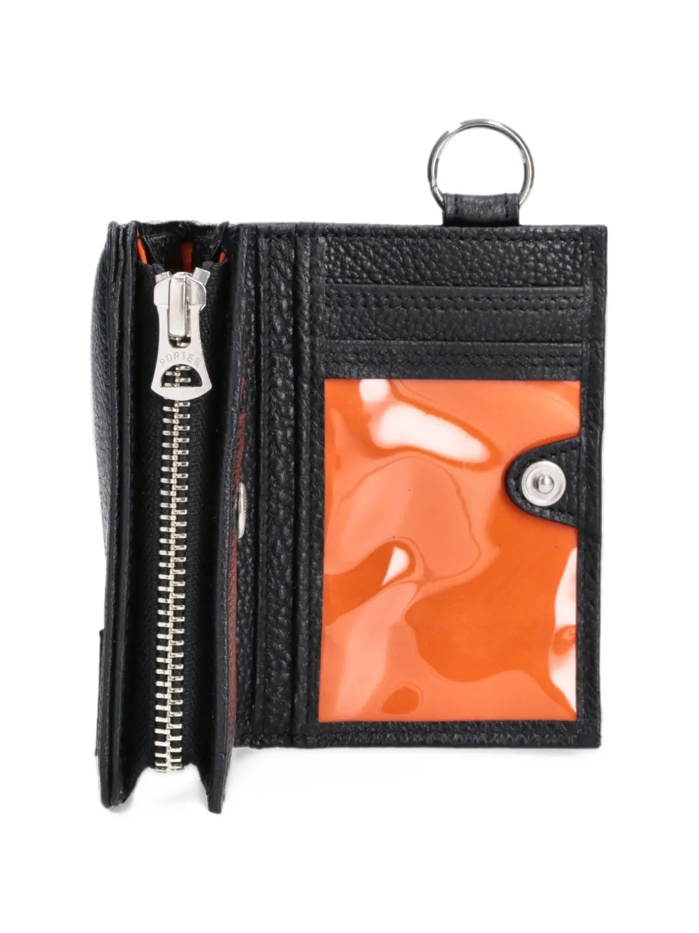 Porter-Yoshida & Co. logo-patch leather wallet Zwart