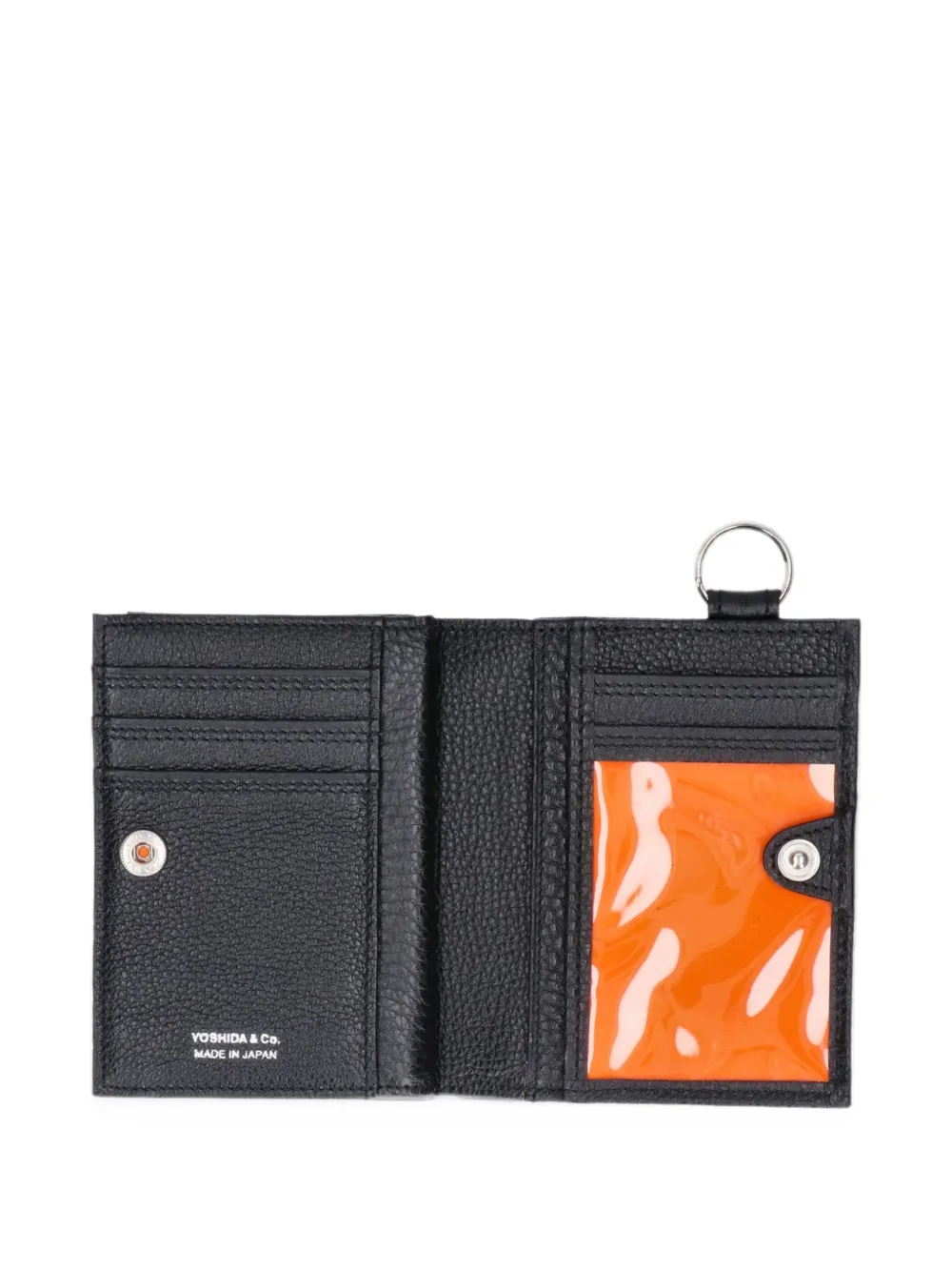 Porter-Yoshida & Co. logo-patch leather wallet Zwart