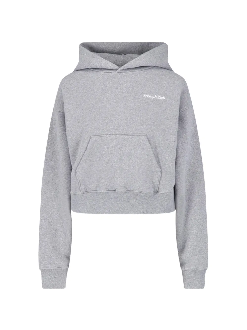 Sporty & Rich logo-print cropped hoodie - Grau