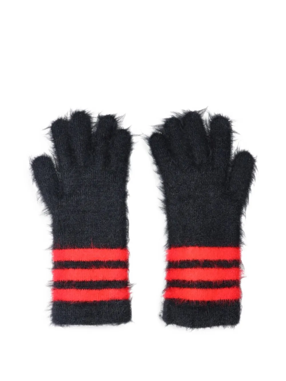 Y-3 Geborstelde handschoenen met gestreepte boorden Zwart