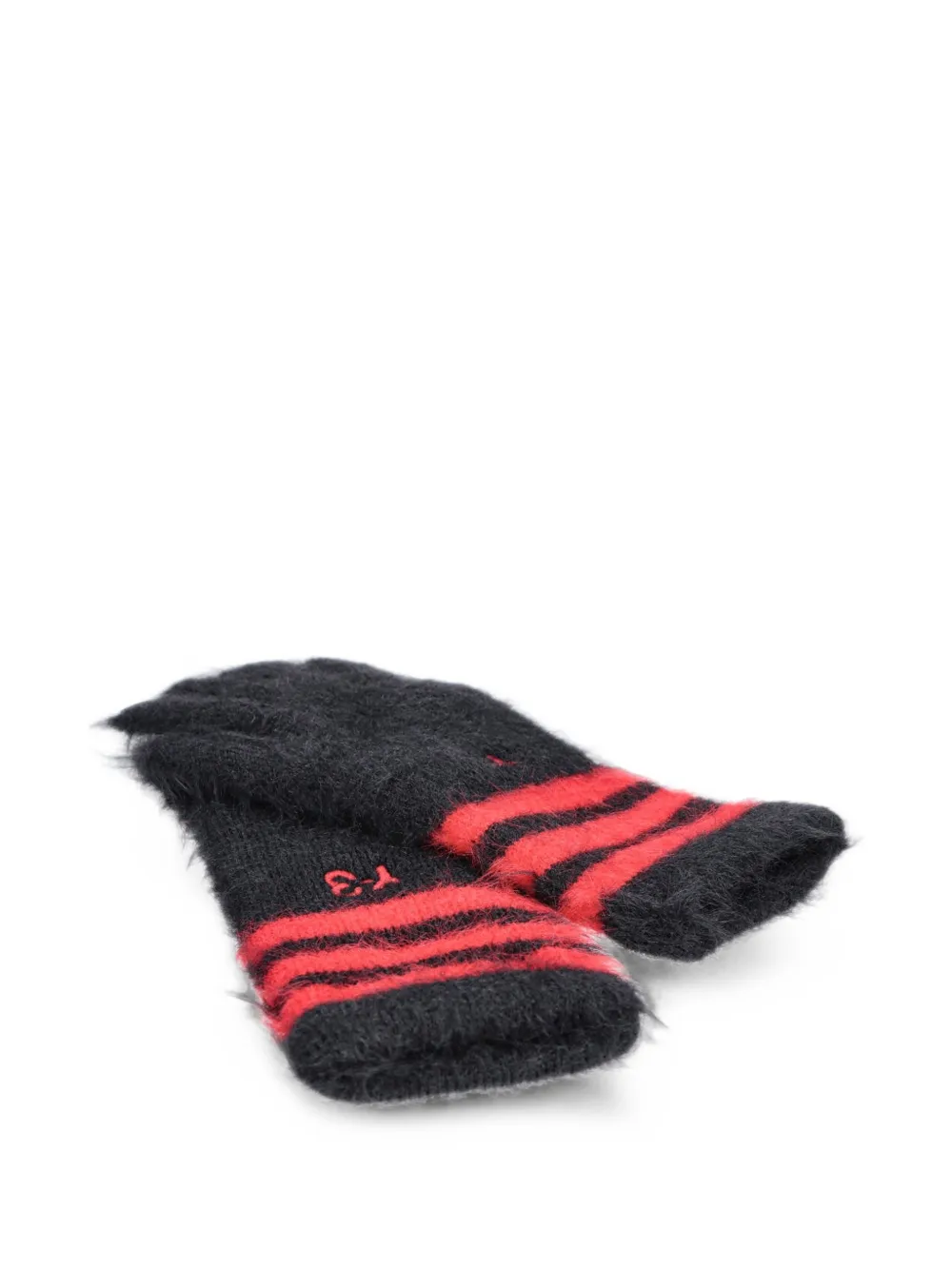 Y-3 Geborstelde handschoenen met gestreepte boorden Zwart