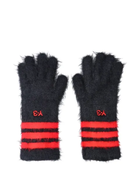 Y-3 brushed striped-cuff gloves