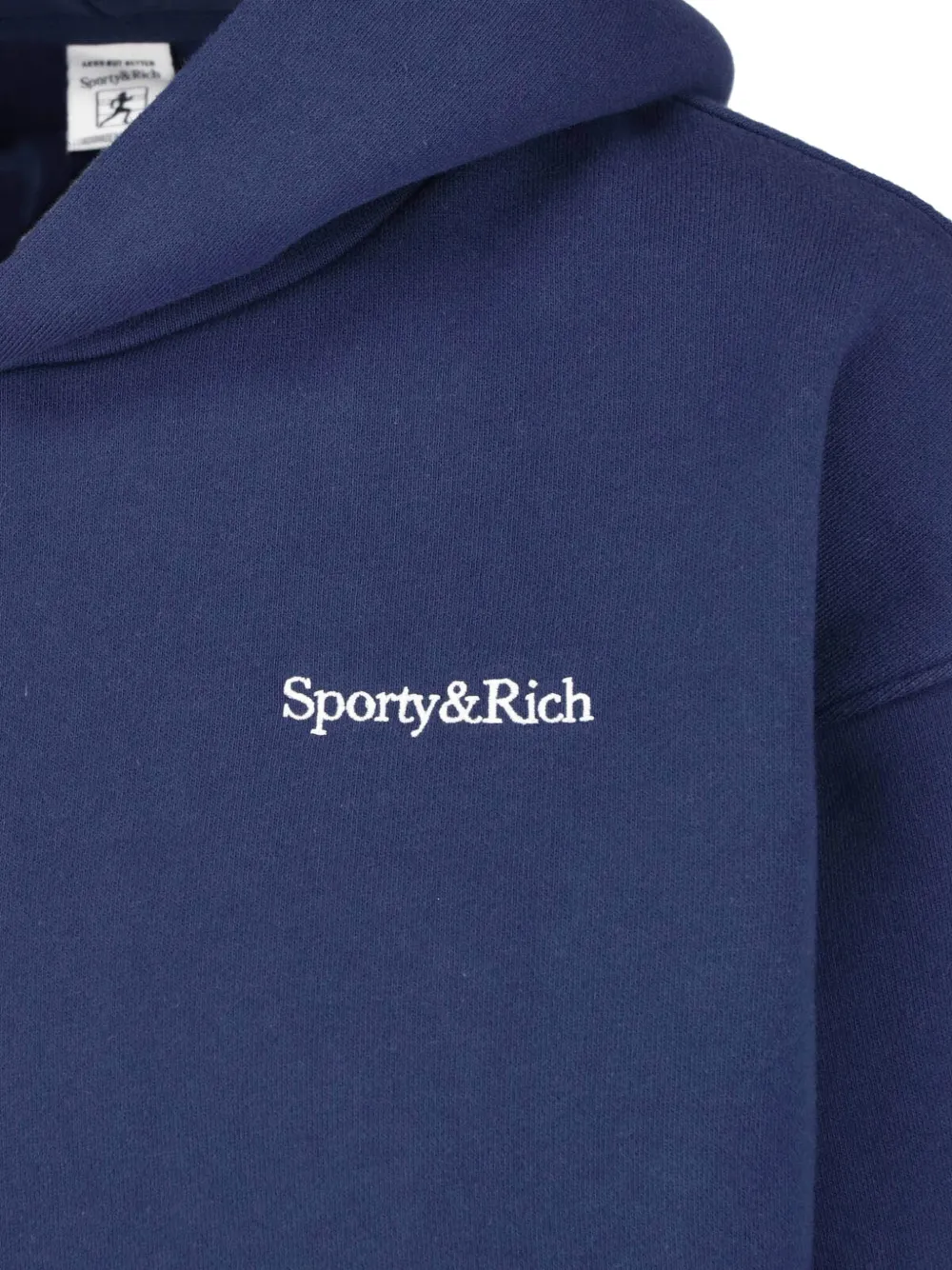 Sporty & Rich logo-print pouch-pocket hoodie Blauw