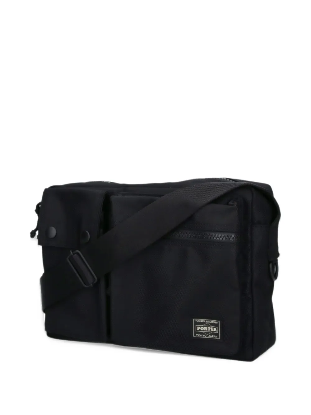 Porter-Yoshida & Co. logo-patch shoulder bag Zwart