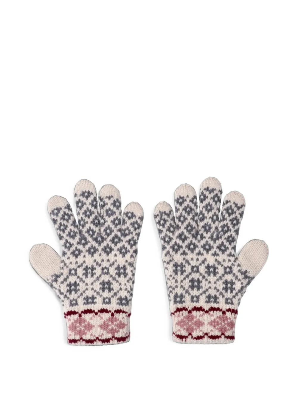 Miu Fair Isle logo-patch wool gloves Wit