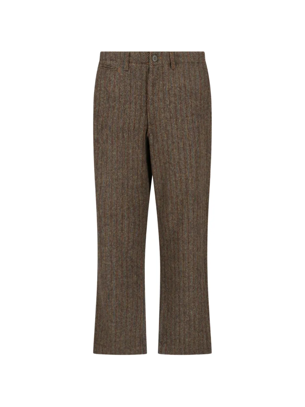 Roy Rogers Adrian herringbone-pattern straight-leg trousers - Marrone