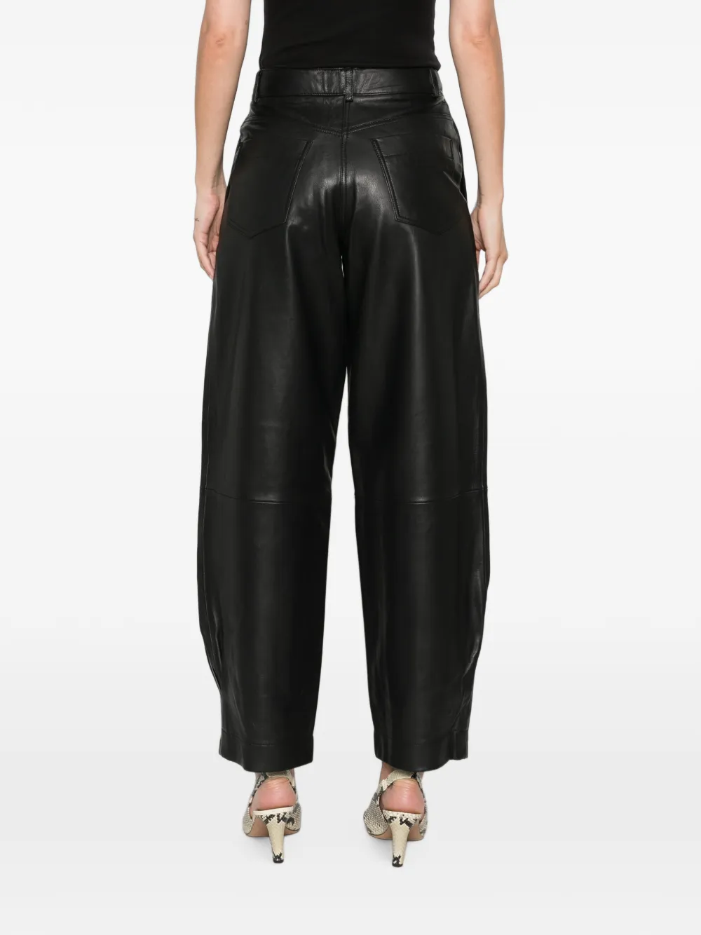 Sessùn Carlea leren broek met toelopende pijpen Zwart